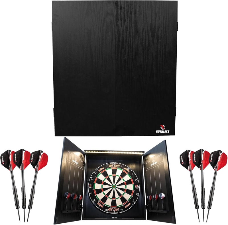 Ruthless Home Darts Centre with or Without LED Light Options | Home Dart Board Centre Including Cabinet, Dartboard and 2 Sets of Darts. - Image 2